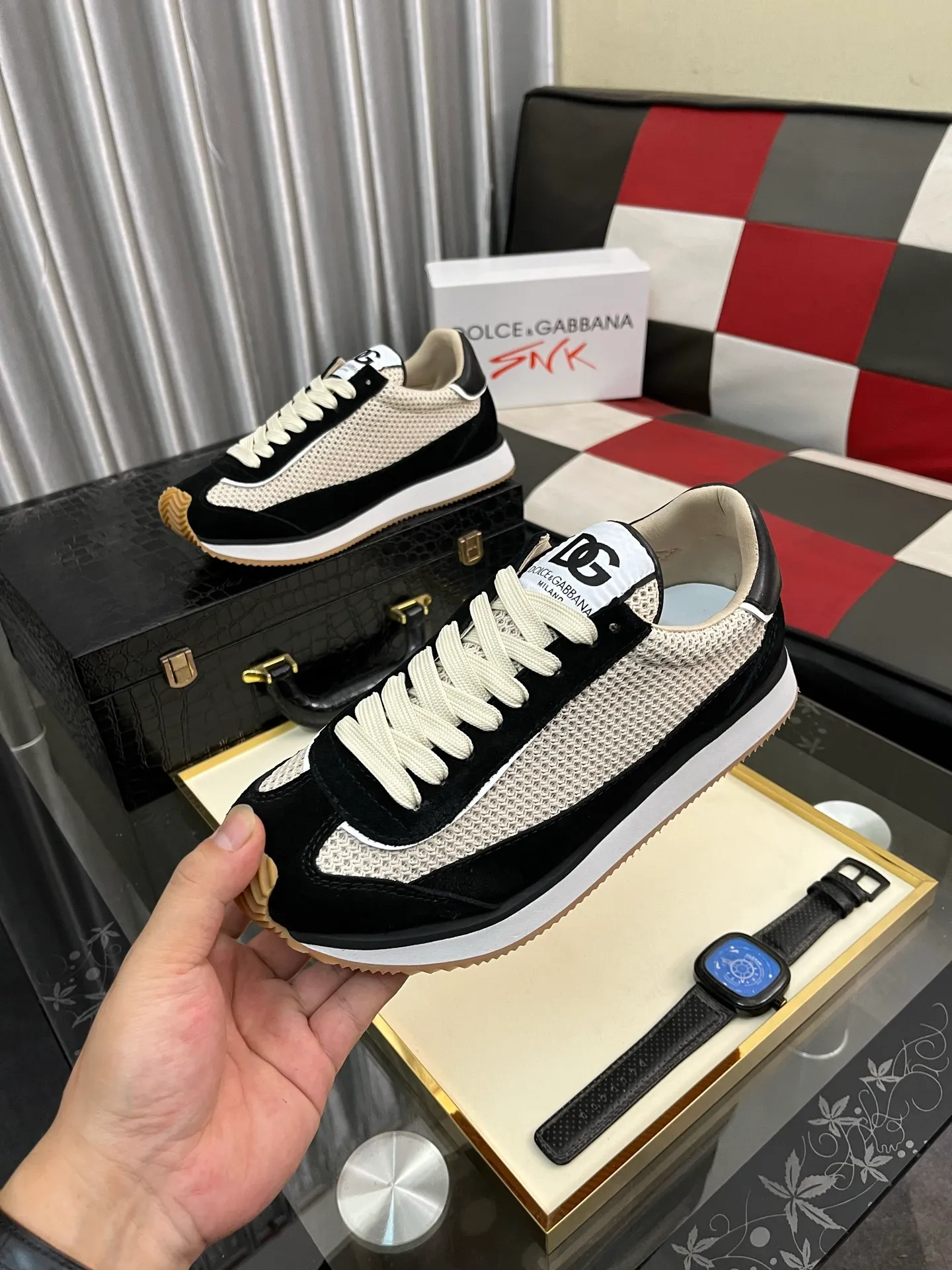 Men's Men's Shoes💰458⌚️⌚️••Dolce&Gabbana••DG✔️High-end men's sports and casual shoes. Original goods from top counters. Original imported cowhide, multi-material splicing design ➕Imported cowhide lining, cowhide feet ➕Original TPR elastic outsole. Size: 36-46
